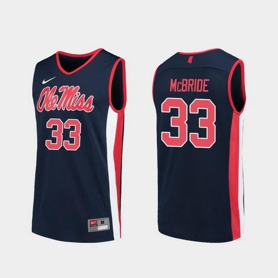 Men Ole Miss Rebels John Mcbride Navy Replica College Basketball Jersey