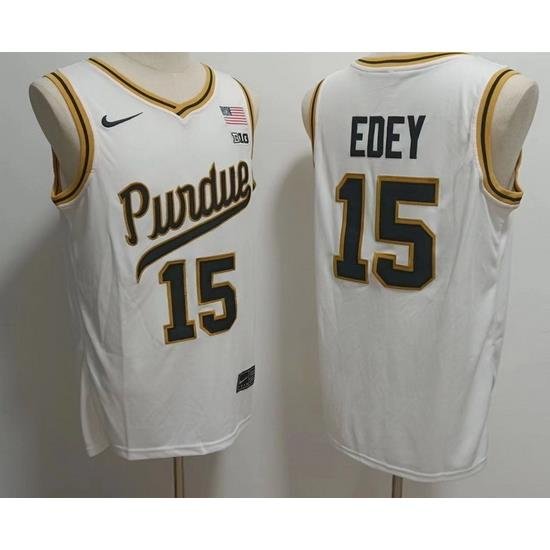 Purdue Boilermakers 15 Zach Edey White Stitched NCAA Jersey