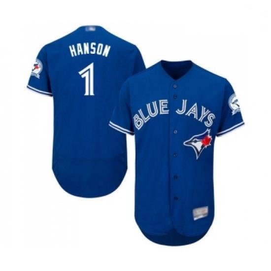 Mens Toronto Blue Jays 1 Alen Hanson Royal Blue Alternate Flex Base Authentic Collection Baseball Jersey