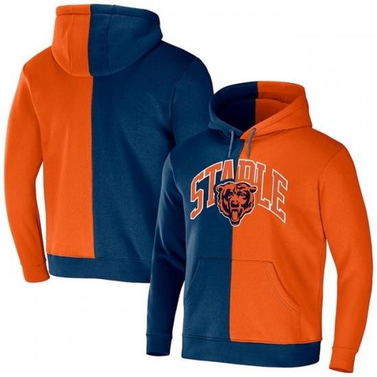 Men San Francisco 49ers Navy Orange Split Logo Pullover Hoodie