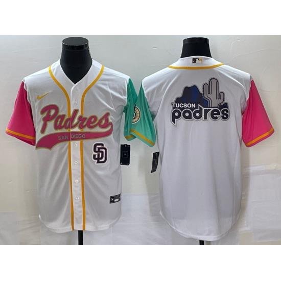 Men San Diego Padres White Team Big Logo City Connect Cool Base With Patch Stitched Baseball Jersey 1