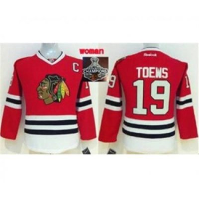 women nhl jerseys chicago blackhawks #19 toews red[2015 Stanley cup champions][patch c]