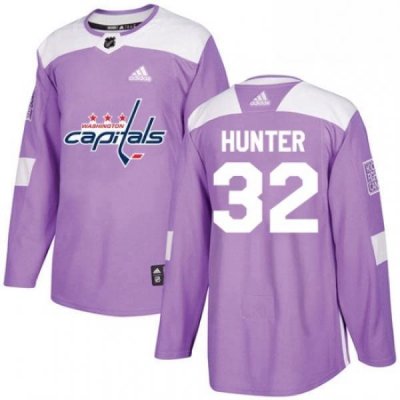 Youth Adidas Washington Capitals 32 Dale Hunter Authentic Purple Fights Cancer Practice NHL Jersey