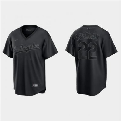 Men Los Angeles Dodgers 22 Clayton KershaW Black Pitch Black Fashion Replica Stitched Jersey