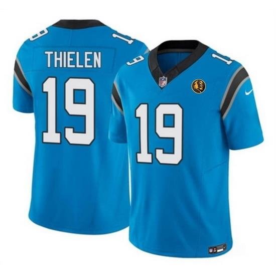 Men Carolina Panthers 19 Adam Thielen Blue 2023 F U S E  With John Madden Patch Vapor Limited Stitched Football Jersey