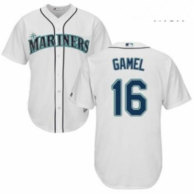 Mens Majestic Seattle Mariners 16 Ben Gamel Replica White Home Cool Base MLB Jersey