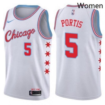 Womens Nike Chicago Bulls 5 Bobby Portis Swingman White NBA Jersey City Edition