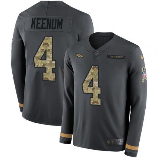 Nike Broncos 4 Case Keenum Anthracite Salute to Service Men s Stitched NFL Limited Therma Long Sleeve Jersey