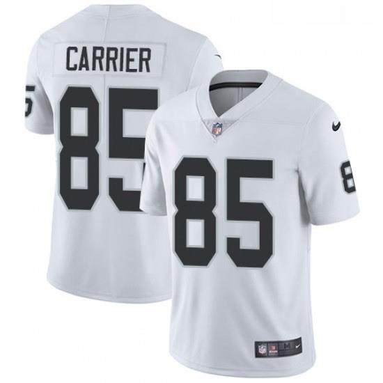 Youth Nike Oakland Raiders 85 Derek Carrier White Vapor Untouchable Limited Player NFL Jersey