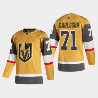 Vegas Golden Knights 71 William Karlsson Men Adidas 2020 21 Authentic Player Alternate Stitched NHL Jersey Gold