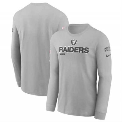 Men's Las Vegas Raiders 2024 Gray Salute To Service Long Sleeve T-Shirt