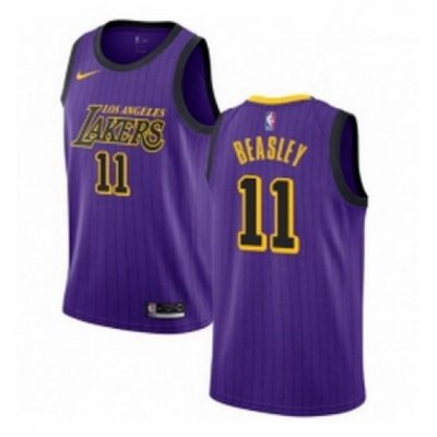 Youth Nike Los Angeles Lakers 11 Michael Beasley Swingman Purple NBA Jersey City Edition