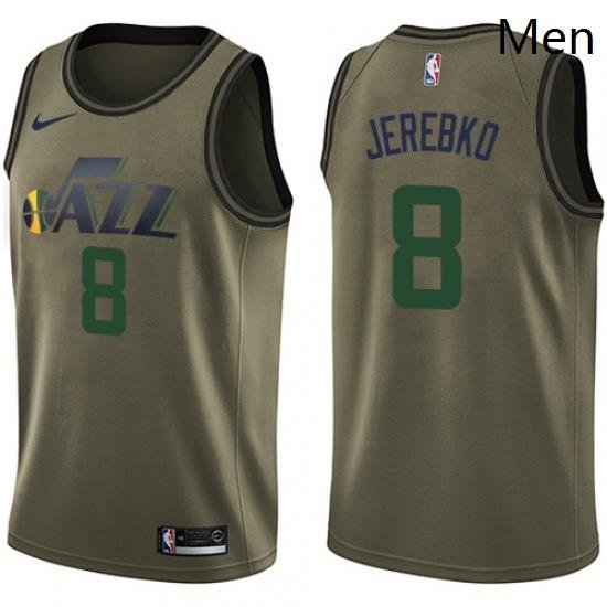 Mens Nike Utah Jazz 8 Jonas Jerebko Swingman Green Salute to Service NBA Jersey