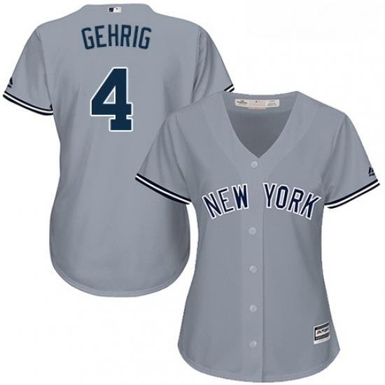 Womens Majestic New York Yankees 4 Lou Gehrig Authentic Grey Road MLB Jersey