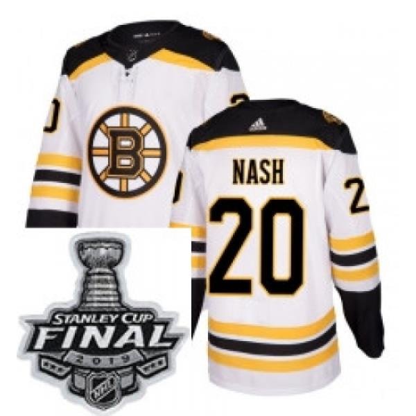 Mens Adidas Boston Bruins 20 Riley Nash Authentic White Away NHL Jersey