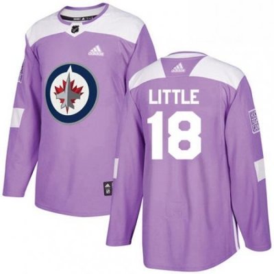 Mens Adidas Winnipeg Jets 18 Bryan Little Authentic Purple Fights Cancer Practice NHL Jersey