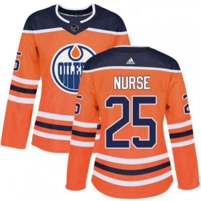 Womens Adidas Edmonton Oilers 25 Darnell Nurse Authentic Orange Home NHL Jersey