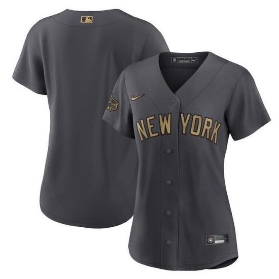 Women NeW York Yankees Blank 2022 All Star Charcoal Stitched Baseball Jersey 28Run Small 29