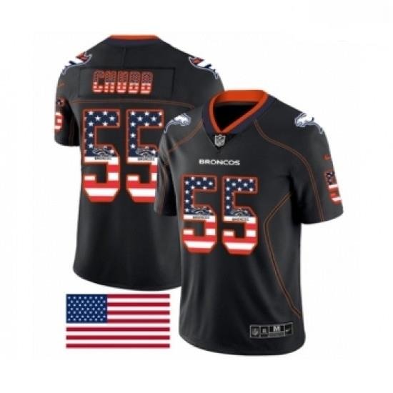 Men Nike Denver Broncos 55 Bradley Chubb Limited Black Rush USA Flag NFL Jersey