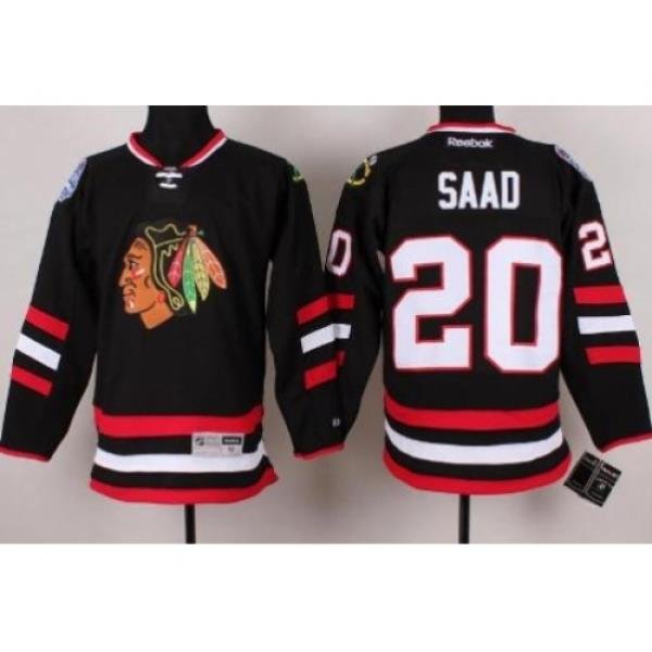 Chicago Blackhawks 20 Brandon Saad Black 2014 Stadium Series NHL Jersey A PATCH