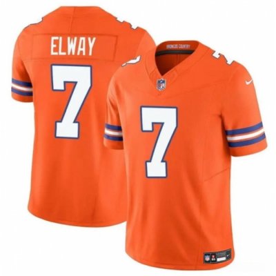 Men Denver Broncos 7 John Elway Orange F U S E  Mile High Collection 1977 Throwback Vapor Limited Stitched Football Jersey