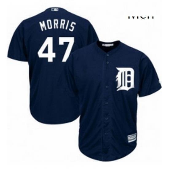 Mens Majestic Detroit Tigers 47 Jack Morris Replica Navy Blue Alternate Cool Base MLB Jersey