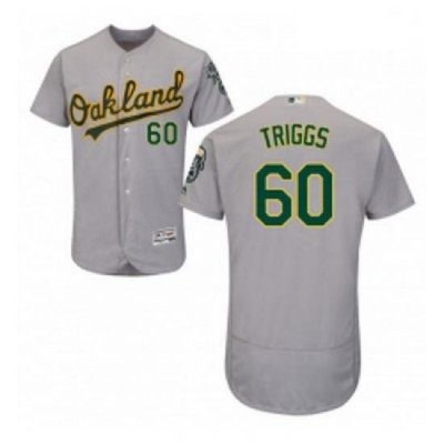 Mens Majestic Oakland Athletics 60 Andrew Triggs Grey Flexbase Authentic Collection MLB Jersey