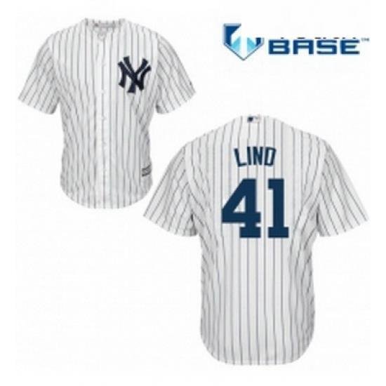 Youth Majestic New York Yankees 41 Adam Lind Authentic White Home MLB Jersey