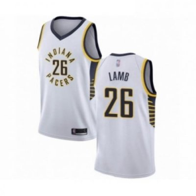 Mens Indiana Pacers 26 Jeremy Lamb Authentic White Basketball Jersey Association Edition