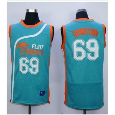 Flint Tropics #69 Downtown Blue Semi-Pro Movie Stitched Basketball Jersey