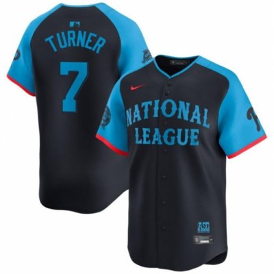 Men National League 7 Trea Turner Navy 2024 All Star Limited Stitched Baseball Jersey