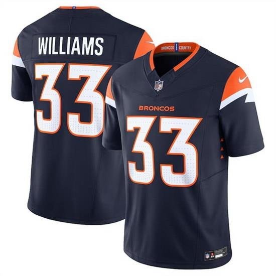 Men Denver Broncos 33 Javonte Williams Navy 2024 F U S E  Alternate Vapor Limited Stitched Football Jersey