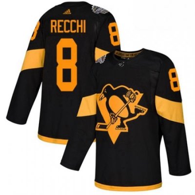 Mens Adidas Pittsburgh Penguins 8 Mark Recchi Black Authentic 2019 Stadium Series Stitched NHL Jersey