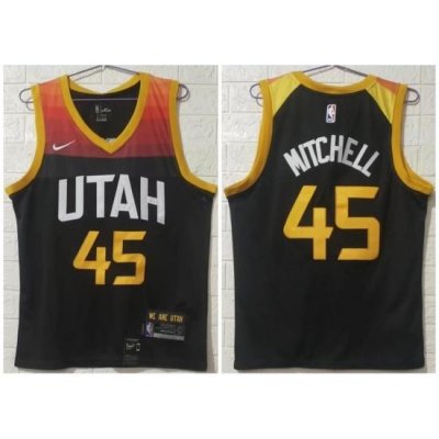 Men Utah Jazz 45 Donovan Mitchell Black 2020 21 City Edition Nike Swinman