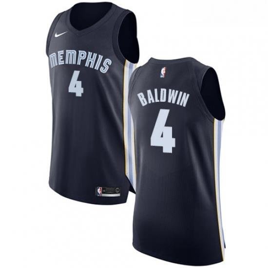 Womens Nike Memphis Grizzlies 4 Wade Baldwin Authentic Navy Blue Road NBA Jersey Icon Edition