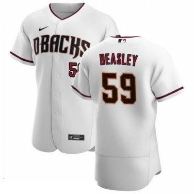 Men Arizona Diamondbacks 59 Jeremy Beasley Men Nike White Crimson Flex Base Home Team MLB Jersey