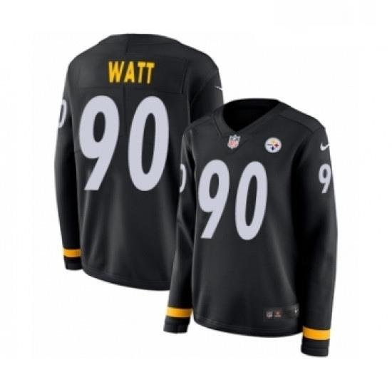 Womens Nike Pittsburgh Steelers 90 T J Watt Limited Black Therma Long Sleeve NFL Jersey