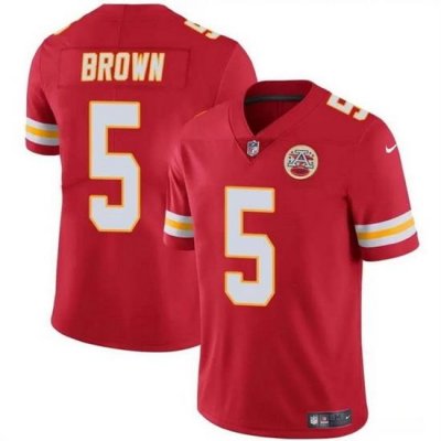 Men   Kansas City Chiefs 5 Hollywood Brown Red Vapor Untouchable Limited Stitched Football Jersey