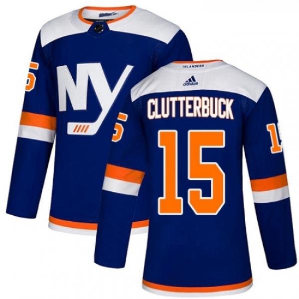 Youth Adidas New York Islanders 15 Cal Clutterbuck Premier Blue Alternate NHL Jersey