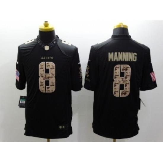 Nike New Orleans Saints 8 manning Black Limited Salute to Service NFL Jersey