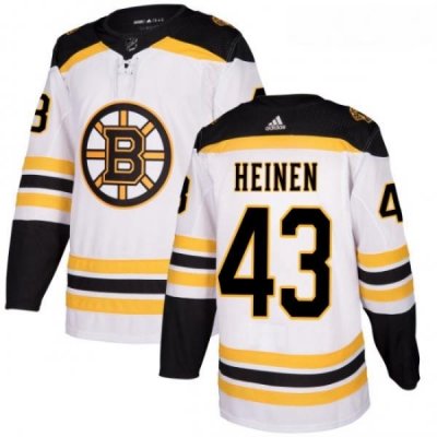 Youth Adidas Boston Bruins 43 Danton Heinen Authentic White Away NHL Jersey