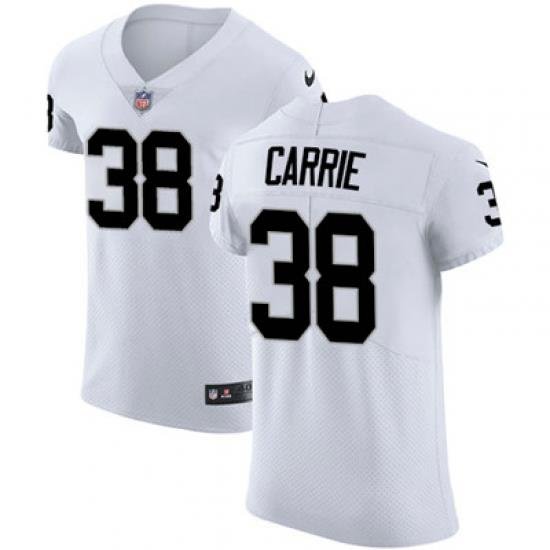 Men Nike Raiders #38 T J Carrie White Stitched NFL Vapor Untouchable Elite Jersey