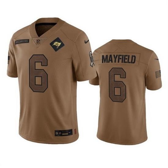 Men Tampa Bay Buccaneers 6 Baker Mayfield 2023 Brown Salute To Service Limited Stitched Jersey