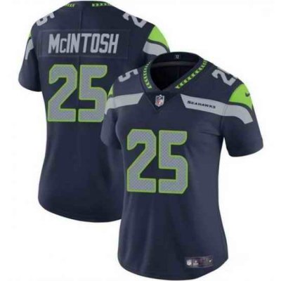 Women Seattle Seahawks 25 Kenny McIntosh Navy Vapor Limited Stitched Football Jersey