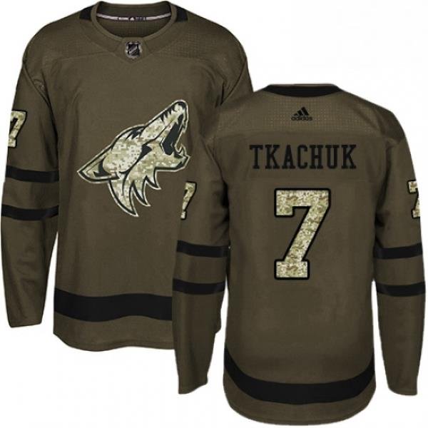 Youth Adidas Arizona Coyotes 7 Keith Tkachuk Premier Green Salute to Service NHL Jersey