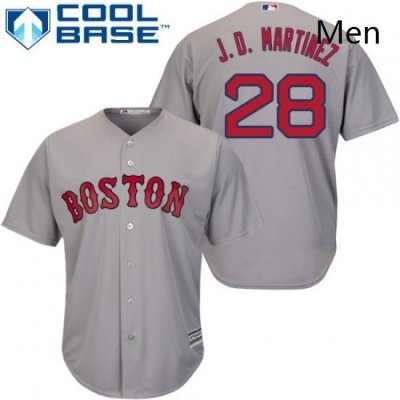 Mens Majestic Boston Red Sox 28 J D Martinez Replica Grey Road Cool Base MLB Jersey