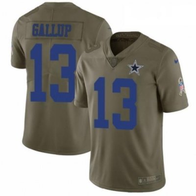 Mens Nike Dallas CoWboys 13 Michael Gallup Limited Olive 2017 Salute to Service NFL Jersey