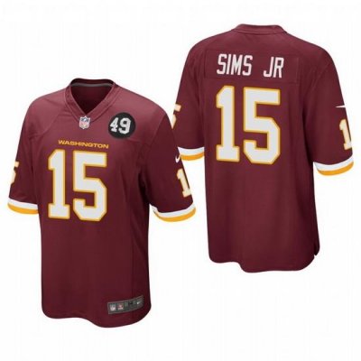 Washington Redskins 15 Steven Sims Jr  Men Nike Burgundy Bobby Mitchell Uniform Patch NFL Game Jersey