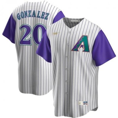 Men Arizona Diamondbacks 20 Luis Gonzalez Nike Alternate CooperstoWn Collection Player MLB Jersey Cream Purple