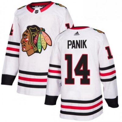 Mens Adidas Chicago Blackhawks 14 Richard Panik Authentic White Away NHL Jersey